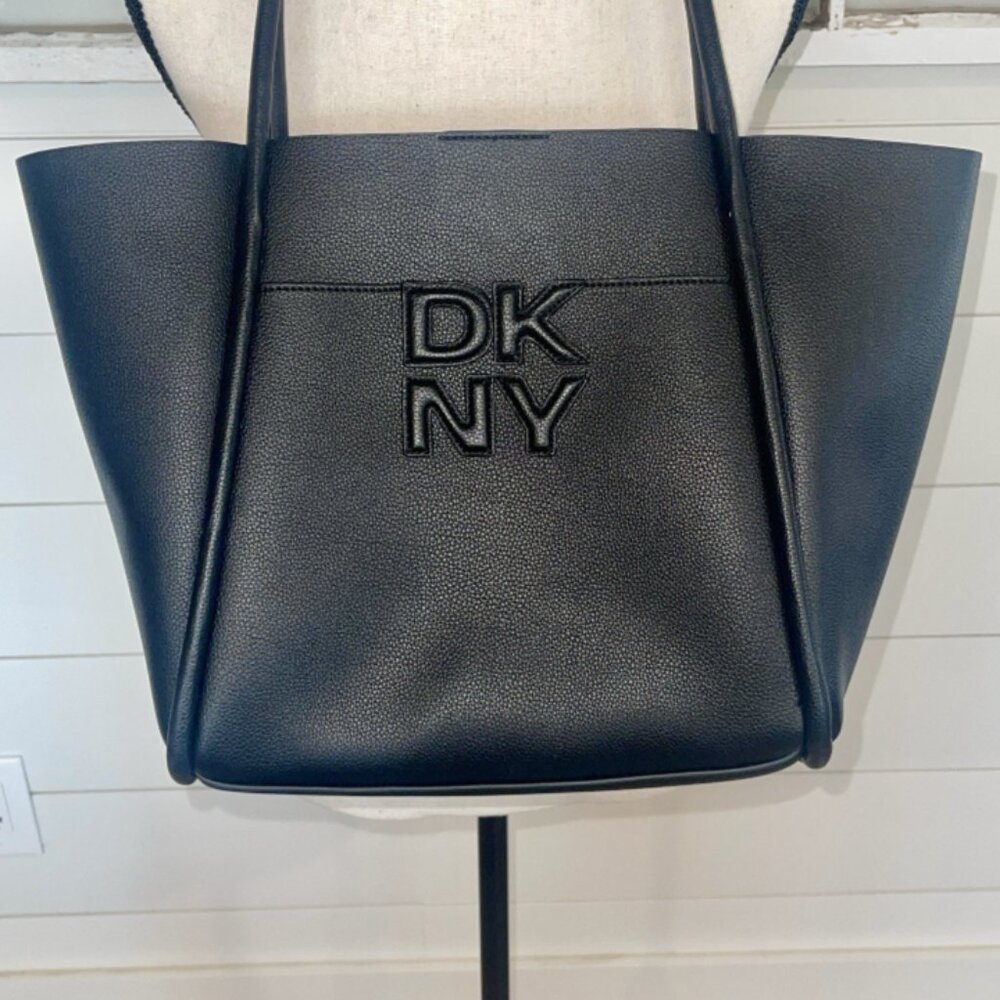 DKNY Monogram Large Shoulder Tote Handbag Black